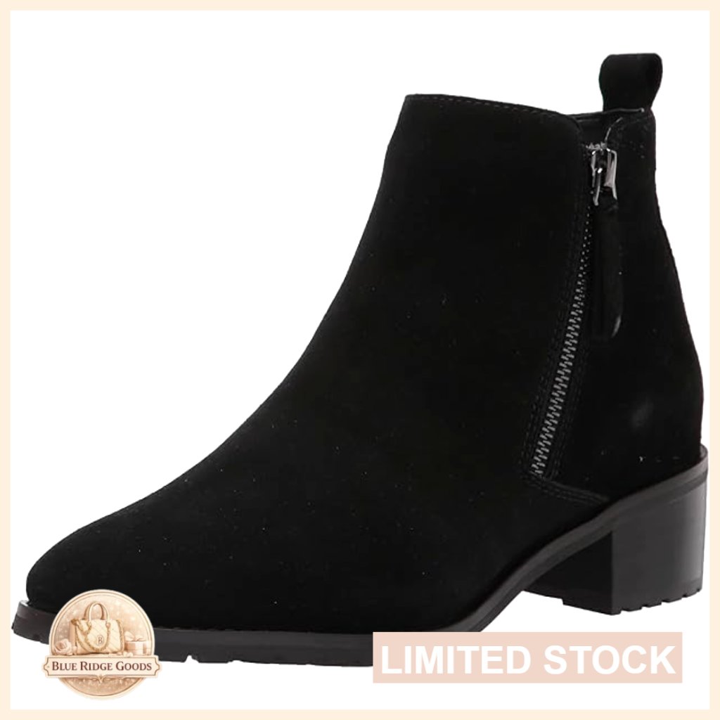 Suede Ankle Boots Waterproof Stacked Heel Square Toe Chic Minimal Booties